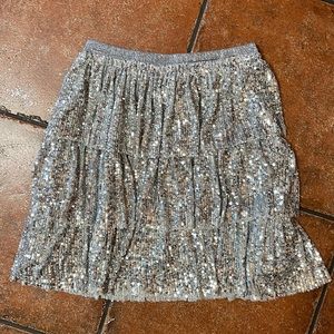 Girls Zara Silver Sequin Holiday Skirt